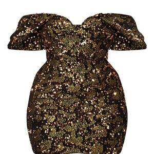 Elegant Black and Gold Sequin Dress